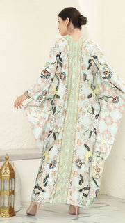 Green Flower Long Kaftan