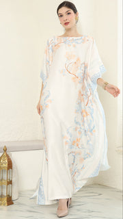 Blue Flower Short Sleeve Kaftan