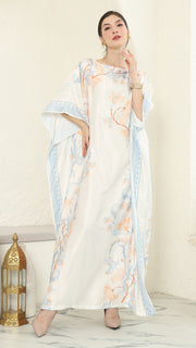 Blue Flower Short Sleeve Kaftan