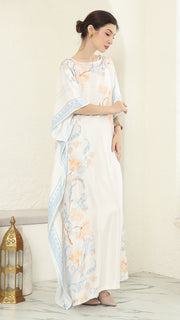 Blue Flower Short Sleeve Kaftan