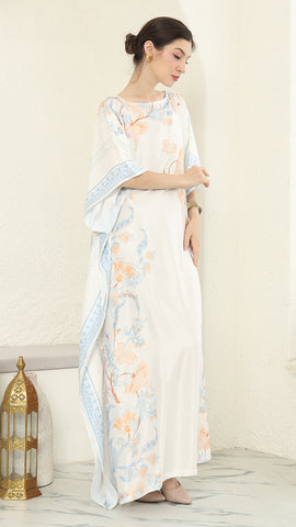 Blue Flower Short Sleeve Kaftan