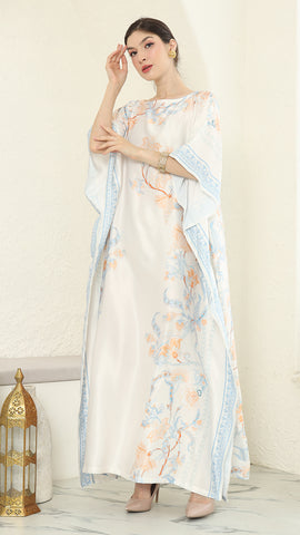 Blue Flower Short Sleeve Kaftan