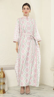 Baby Pink Songket Long Kaftan