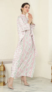 Baby Pink Songket Long Kaftan