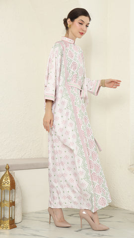 Baby Pink Songket Long Kaftan