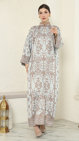 Mint Brown Songket Dress Kaftan