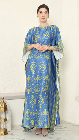 Blue Lime Songket Short Kaftan