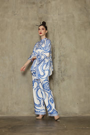 Blue Abstract Batik Pants Set