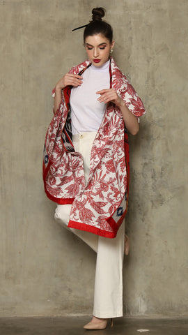 RED IKAT SHAWL OUTER 2IN1