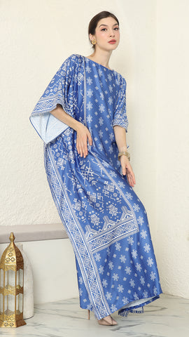 Blue Songket Short Kaftan