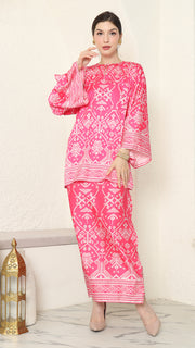 Pink R-neck Songket Sarong Set