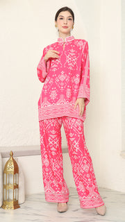 Pink Songket Pants Set