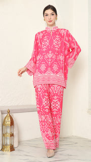 Pink Songket Pants Set