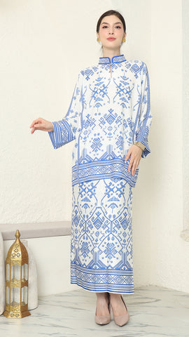 White Blue Songket Sarong Set