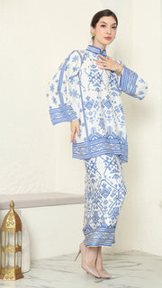 White Blue Songket Sarong Set