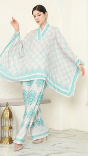 Sea Salt V-neck Songket Pants Set