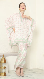 Baby Pink V-neck Songket Sarong Set