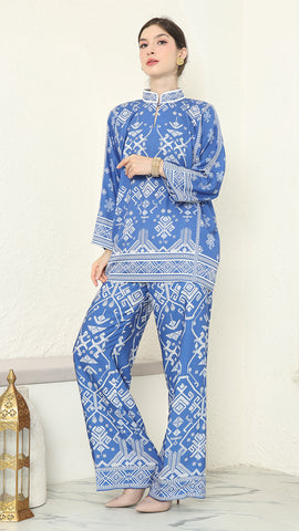 Blue Songket Pants Set