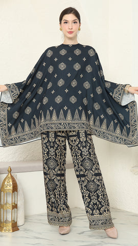 Black Gold R-neck Bali Pants Set