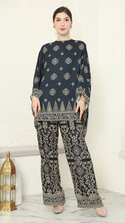 Black Gold R-neck Bali Pants Set