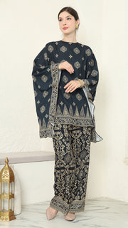 Black Gold R-neck Bali Pants Set