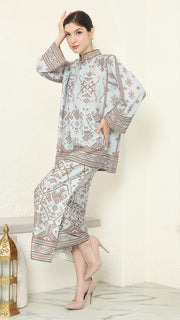 Mint Brown Songket Sarong Set