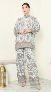 Mint Brown Songket Pants Set