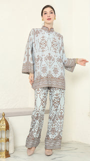 Mint Brown Songket Pants Set