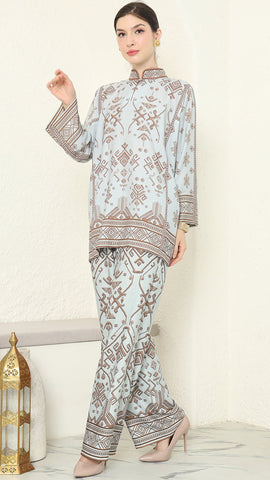 Mint Brown Songket Pants Set