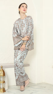 Mint Brown R-neck Songket Pants Set