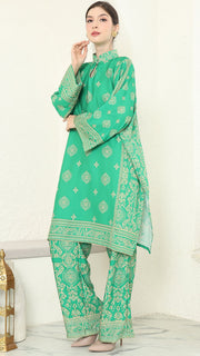 Green Gold Tunic Bali Pants Set