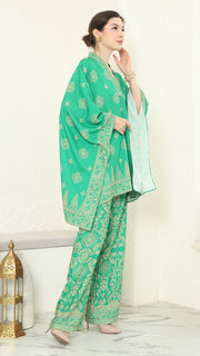 Green Gold V-neck Bali Pants Set