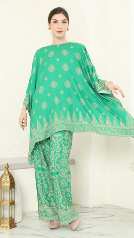 Green Gold R-neck Bali Pants Set