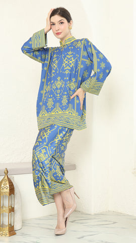 Blue Lime Songket Sarong Set