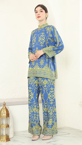 Blue Lime Songket Pants Set