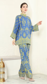 Blue Lime Songket Pants Set