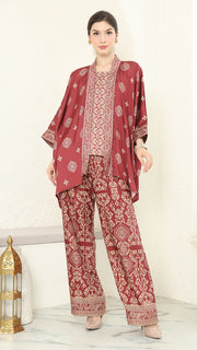 Red Gold Kutubaru  Bali Pants Set