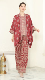 Red Gold Kutubaru  Bali Pants Set