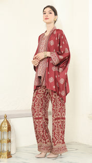 Red Gold Kutubaru  Bali Pants Set