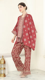 Red Gold Kutubaru  Bali Pants Set