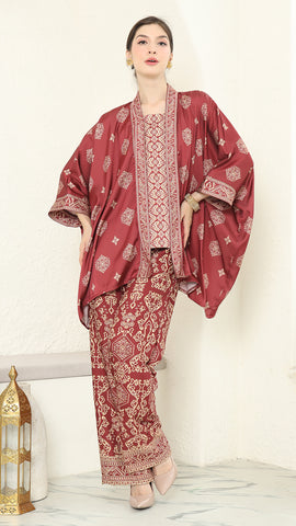 Red Gold Kutubaru  Bali Pants Set