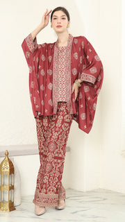 Red Gold Kutubaru  Bali Pants Set