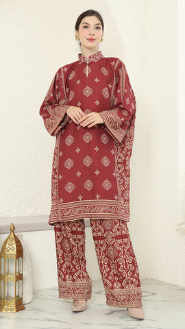 Red Gold Tunic Bali Pants Set