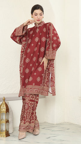 Red Gold Tunic Bali Pants Set