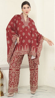 Red Gold V-neck Bali Pants Set