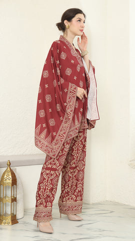 Red Gold V-neck Bali Pants Set