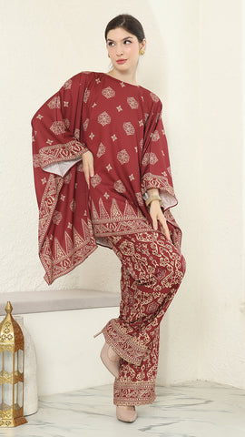 Red Gold R-neck Bali Pants Set