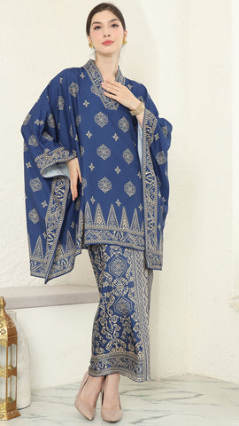 Blue Gold V-neck Bali Sarong Set