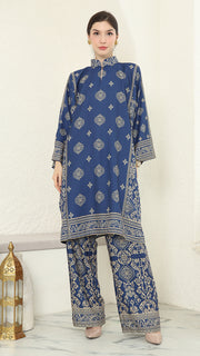 Blue Gold Tunic Bali Pants Set