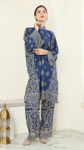 Blue Gold Tunic Bali Pants Set